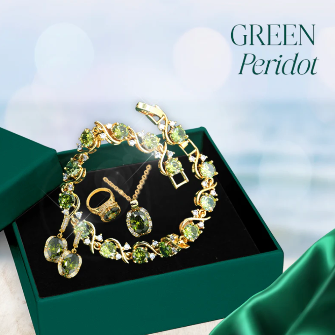 Geometric Wedding Jewelry Set - Starry 18K Yellow Gold Plated Pendant Earring Bracelet & Ring Set