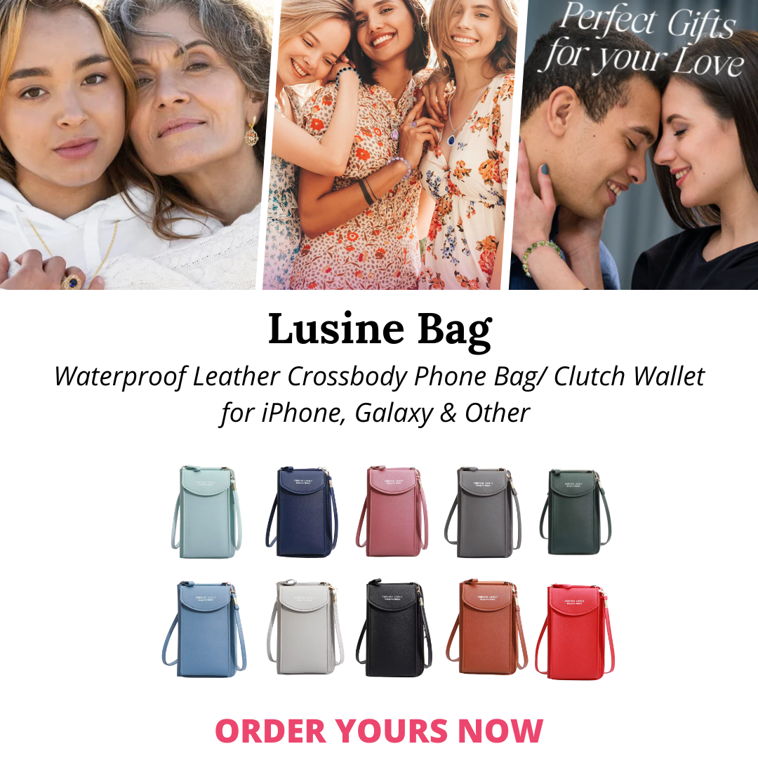 Lusine Bag - Waterproof Leather Crossbody Phone Bag/ Clutch Wallet for iPhone, Galaxy & Other