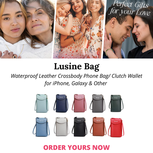 Lusine Bag - Waterproof Leather Crossbody Phone Bag/ Clutch Wallet for iPhone, Galaxy & Other