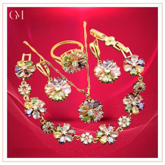 Zircon Gold Female Jewelry: Limited Edition Golden Harmony Jewelry Set – 65% OFF