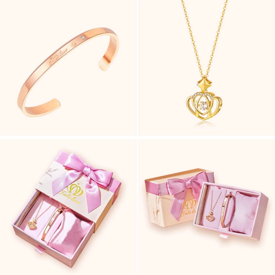 MESA LOVE LUXURY SET -  Classic Wristwatch Bracelet Pendant Necklace For Women