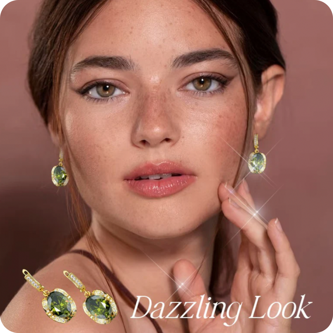 Dazzling Gold Female Jewelry - Sets 18K Gold Plated Peridot Ruby Pendant Earring Bracelet & Ring Set