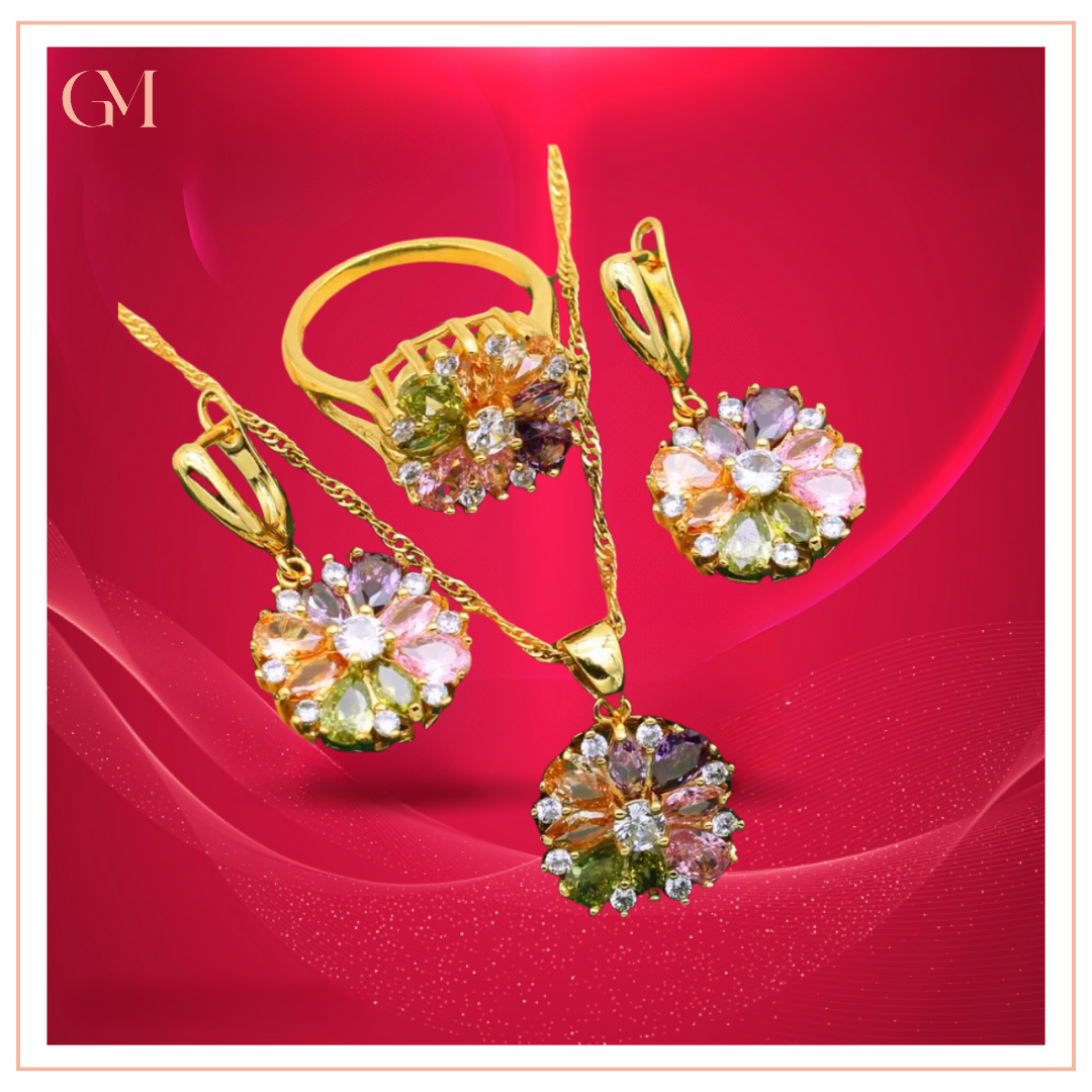 Zircon Gold Female Jewelry: Limited Edition Golden Harmony Jewelry Set – 65% OFF