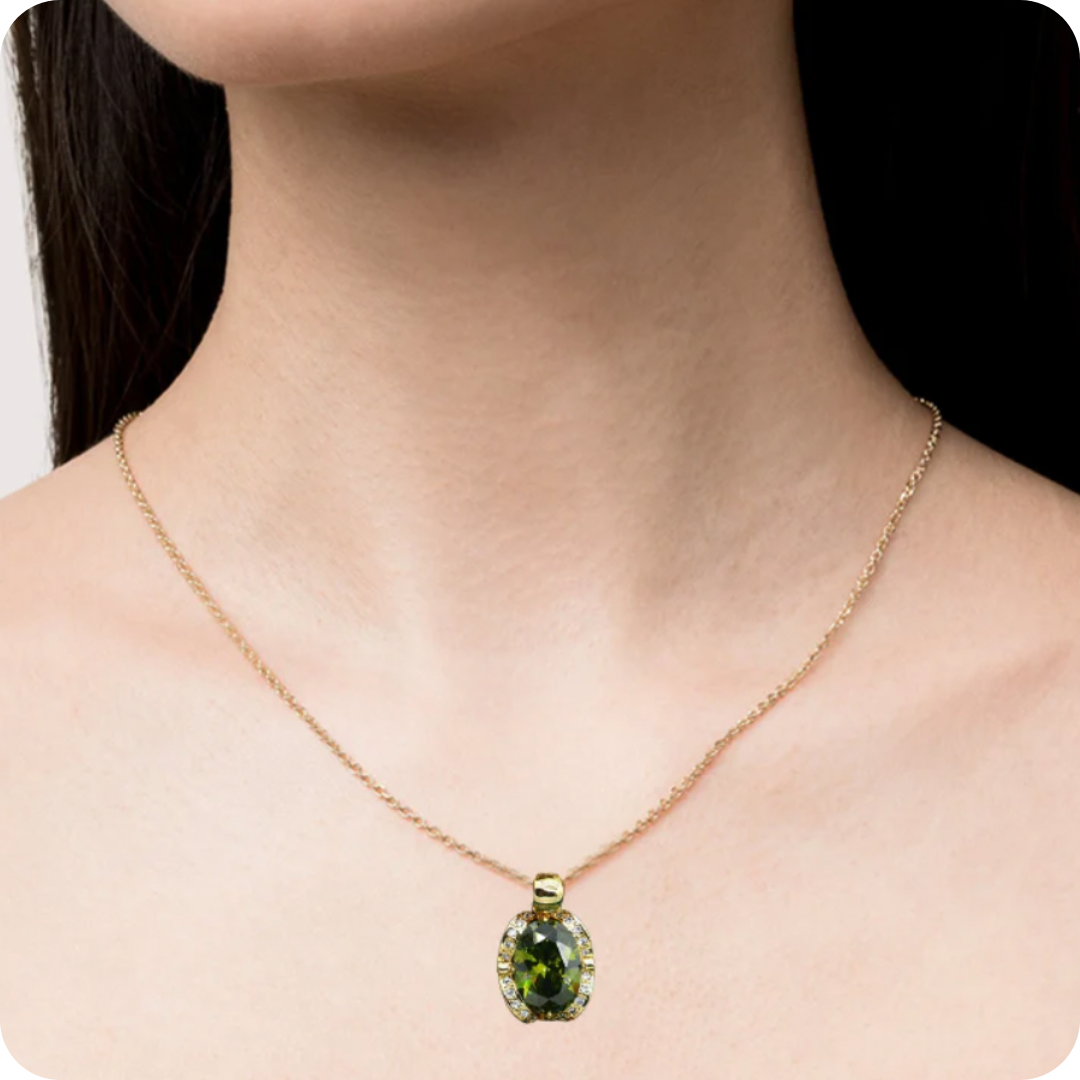 Dazzling Gold Female Jewelry - Sets 18K Gold Plated Peridot Ruby Pendant Earring Bracelet & Ring Set