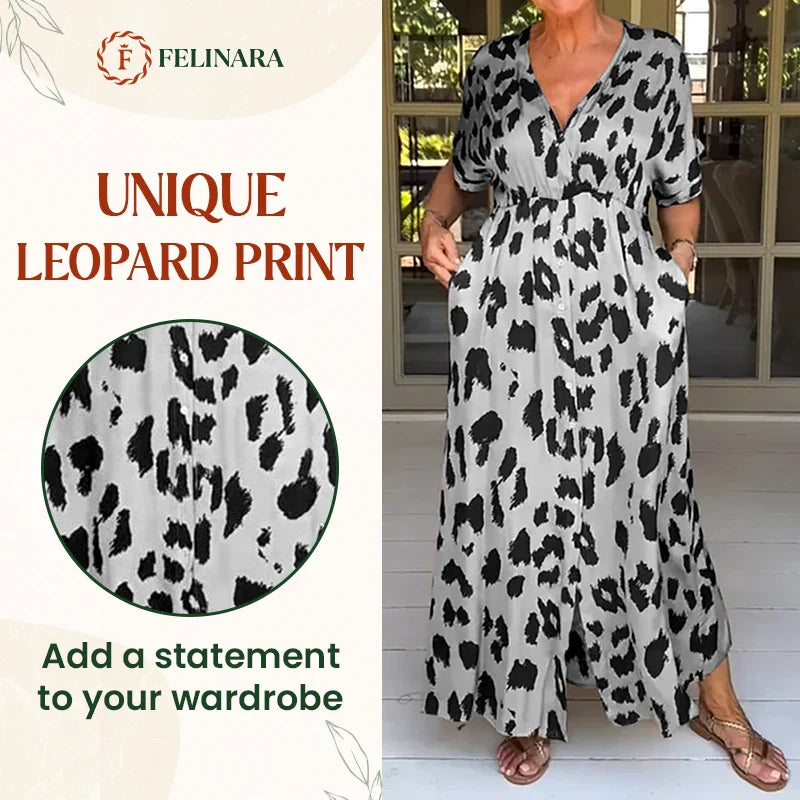 Felinara - Bohemian Casual Print V-Neck Maxi Dress