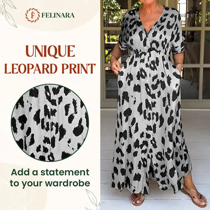Felinara - Bohemian Casual Print V-Neck Maxi Dress