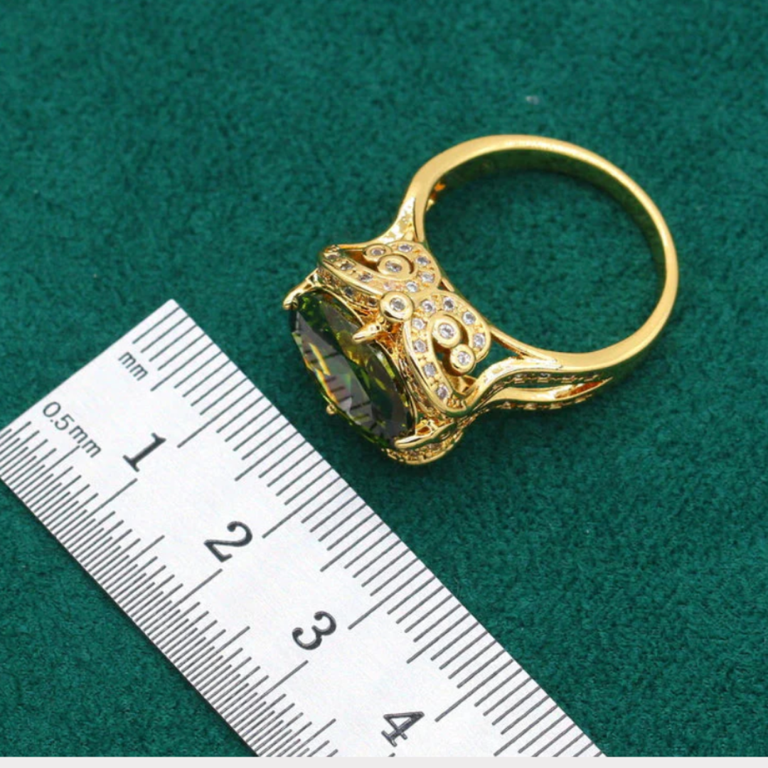 Geometric Wedding Jewelry Set - Starry 18K Yellow Gold Plated Pendant Earring Bracelet & Ring Set