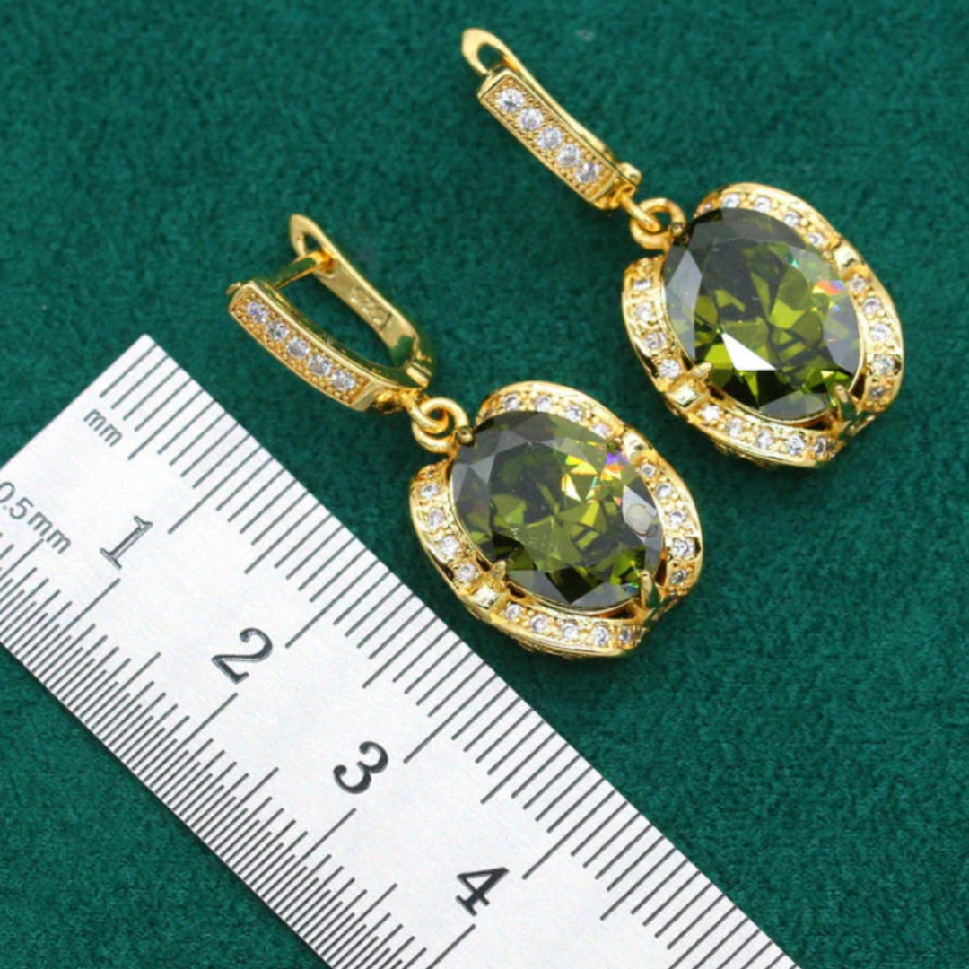 Geometric Wedding Jewelry Set - Starry 18K Yellow Gold Plated Pendant Earring Bracelet & Ring Set