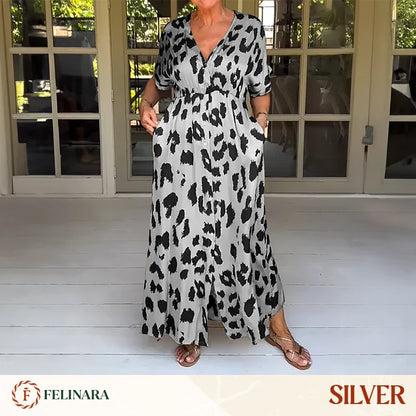 Felinara - Bohemian Casual Print V-Neck Maxi Dress